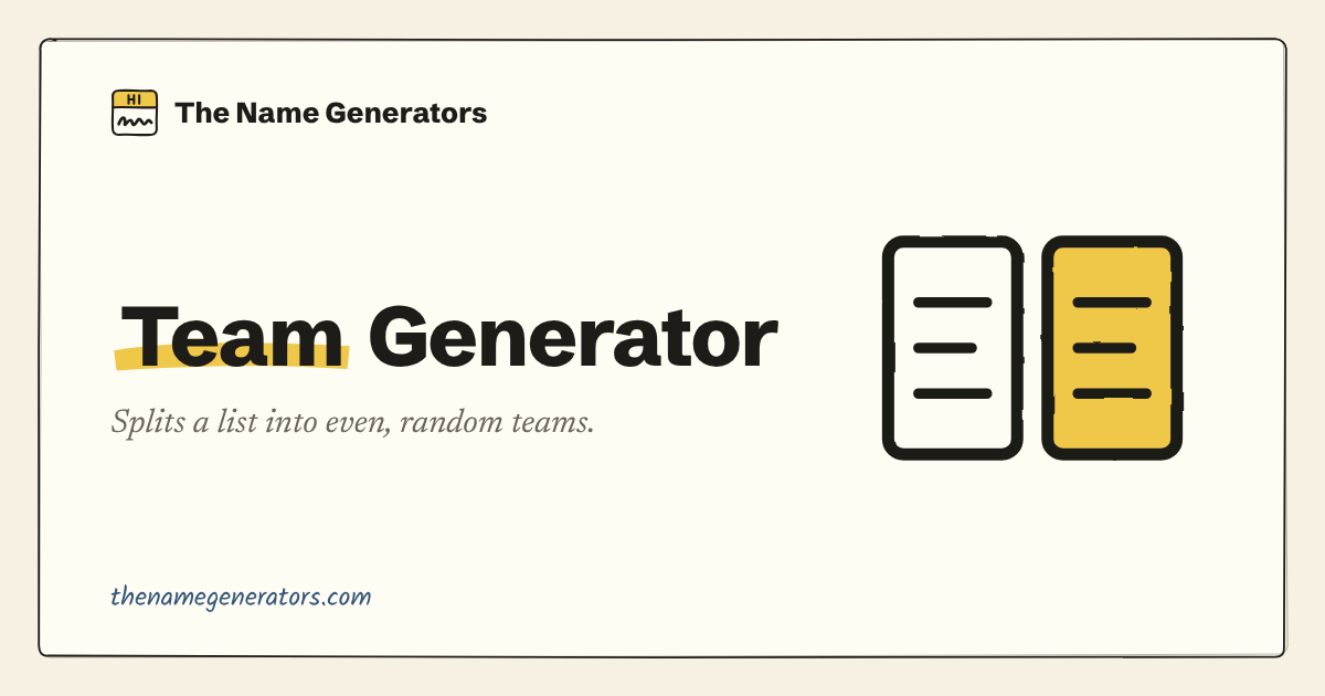 Name Random Team Random Team Generator | The Name Generators